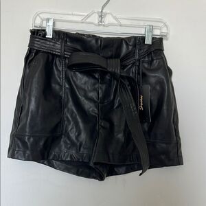 Shinestar Faux Leather Shorts High-Waisted Black Size Large NWT